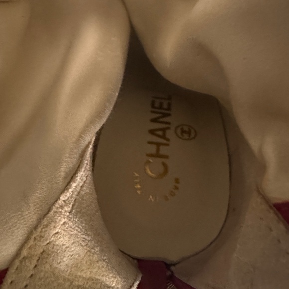 38.5/8❤️CHANEL Runway Red Satin Leather OVER THE KNEE HIGH HEEL Platform BOOTS - Picture 15 of 15